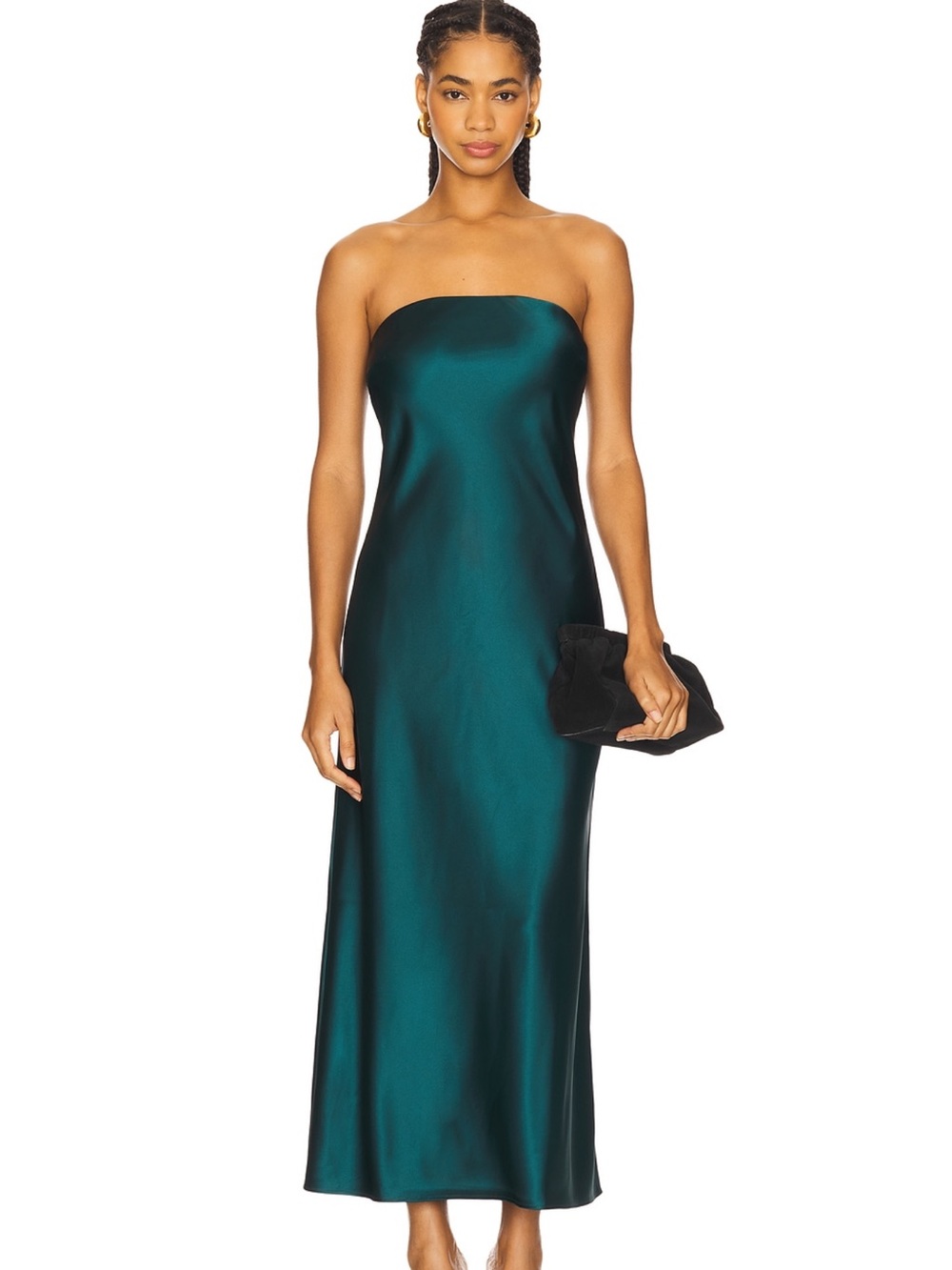 Jessamine Dress in Midnight Teal Strapless Satin Slip Dress- Sold Out Revolve
